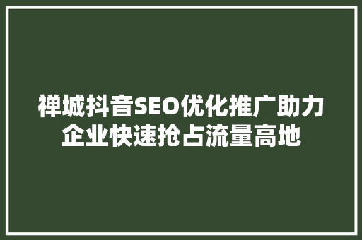 禅城抖音SEO优化推广助力企业快速抢占流量高地