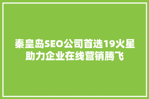 秦皇岛SEO公司首选19火星助力企业在线营销腾飞