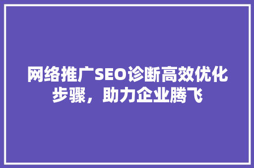 网络推广SEO诊断高效优化步骤，助力企业腾飞