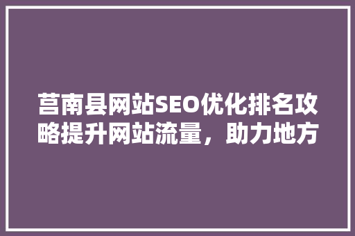 莒南县网站SEO优化排名攻略提升网站流量，助力地方经济发展