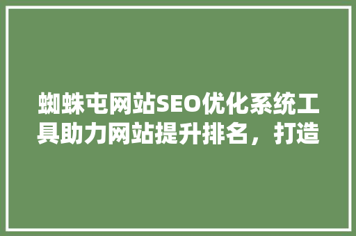 蜘蛛屯网站SEO优化系统工具助力网站提升排名，打造高效营销步骤  第1张