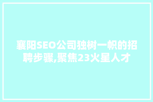 襄阳SEO公司独树一帜的招聘步骤,聚焦23火星人才