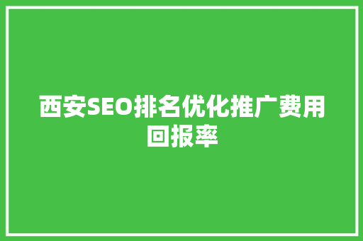 西安SEO排名优化推广费用回报率
