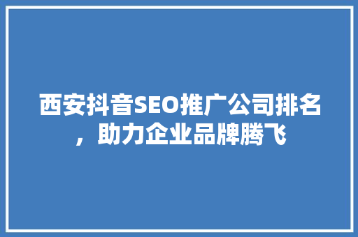 西安抖音SEO推广公司排名，助力企业品牌腾飞