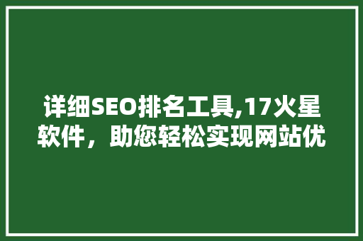 详细SEO排名工具,17火星软件，助您轻松实现网站优化