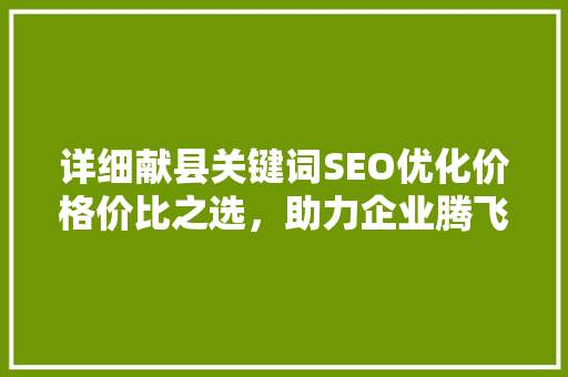 详细献县关键词SEO优化价格价比之选，助力企业腾飞