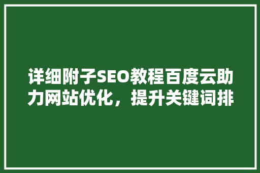 详细附子SEO教程百度云助力网站优化，提升关键词排名