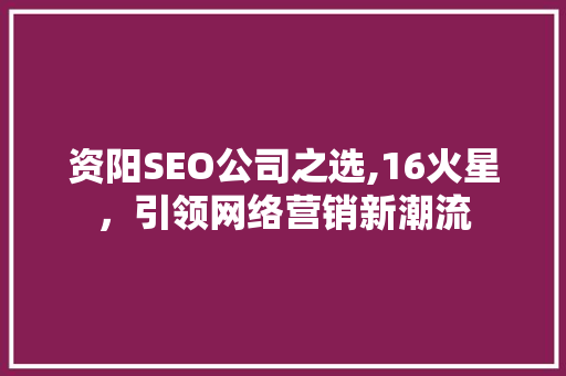 资阳SEO公司之选,16火星，引领网络营销新潮流