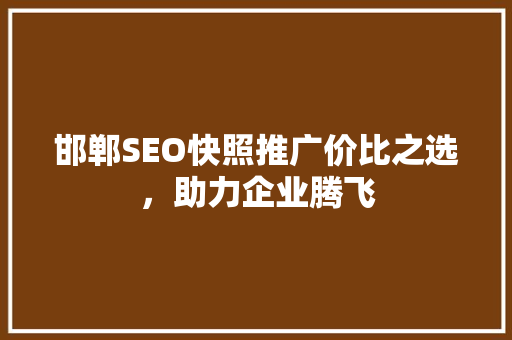 邯郸SEO快照推广价比之选，助力企业腾飞