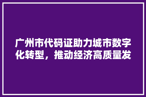 广州市代码证助力城市数字化转型，推动经济高质量发展
