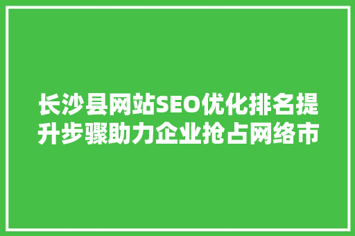长沙县网站SEO优化排名提升步骤助力企业抢占网络市场制高点