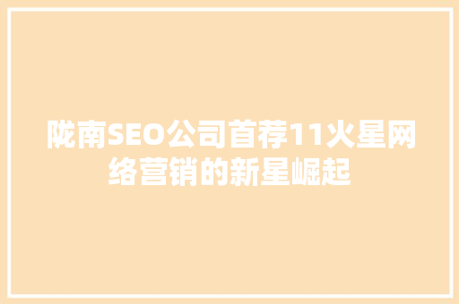 陇南SEO公司首荐11火星网络营销的新星崛起