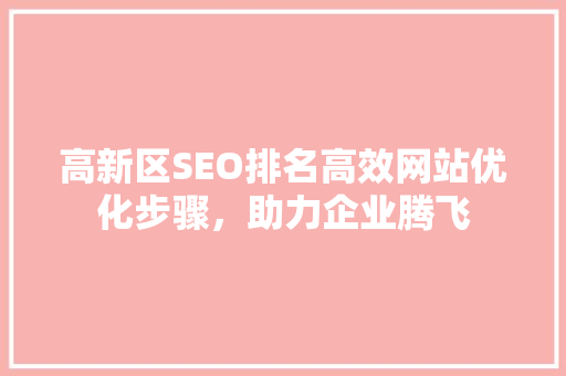 高新区SEO排名高效网站优化步骤，助力企业腾飞