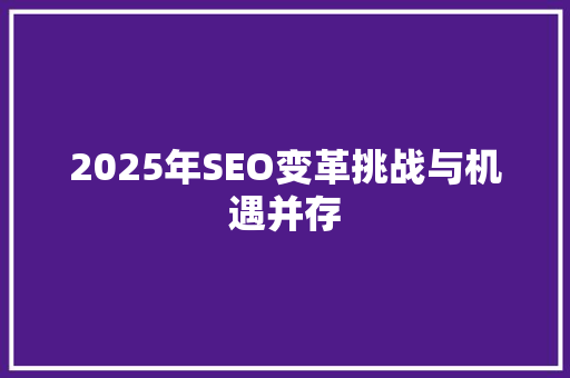 2025年SEO变革挑战与机遇并存