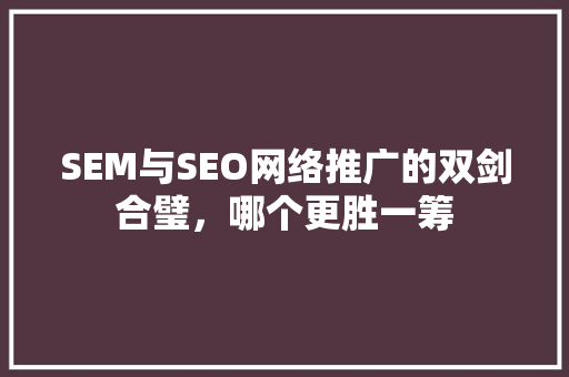 SEM与SEO网络推广的双剑合璧，哪个更胜一筹
