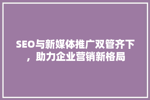 SEO与新媒体推广双管齐下，助力企业营销新格局