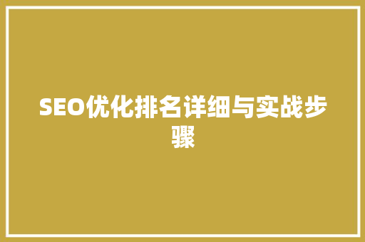 SEO优化排名详细与实战步骤