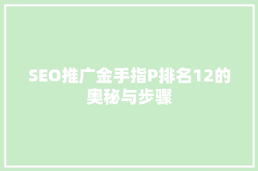 SEO推广金手指P排名12的奥秘与步骤
