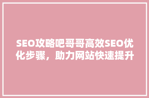 SEO攻略吧哥哥高效SEO优化步骤，助力网站快速提升排名