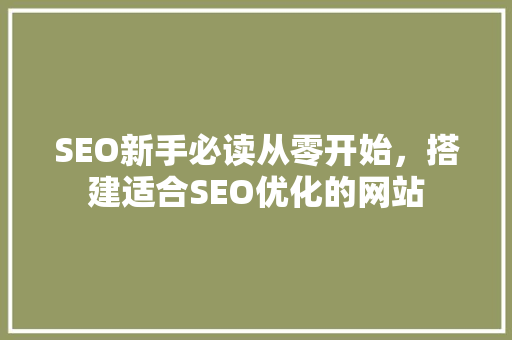 SEO新手必读从零开始，搭建适合SEO优化的网站
