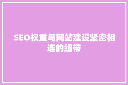 SEO权重与网站建设紧密相连的纽带