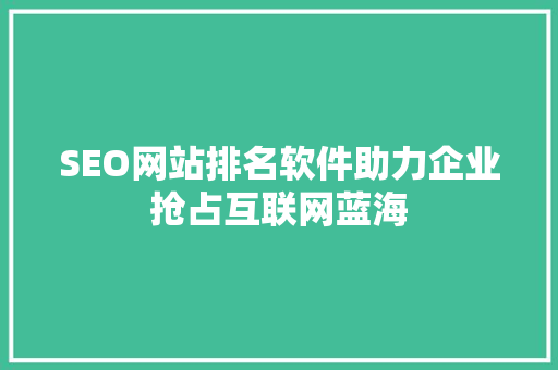 SEO网站排名软件助力企业抢占互联网蓝海