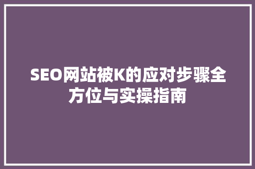 SEO网站被K的应对步骤全方位与实操指南