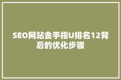 SEO网站金手指U排名12背后的优化步骤