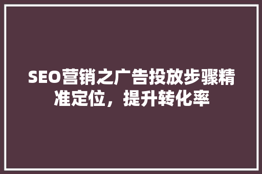 SEO营销之广告投放步骤精准定位，提升转化率