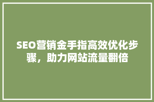 SEO营销金手指高效优化步骤，助力网站流量翻倍  第1张