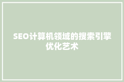 SEO计算机领域的搜索引擎优化艺术