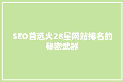 SEO首选火28星网站排名的秘密武器