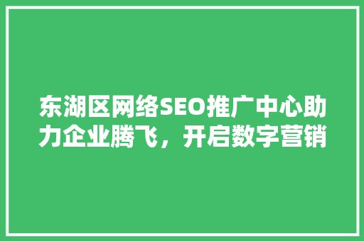 东湖区网络SEO推广中心助力企业腾飞，开启数字营销新篇章