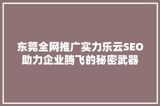 东莞全网推广实力乐云SEO助力企业腾飞的秘密武器