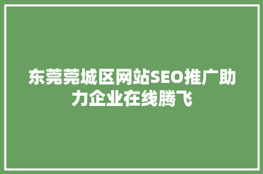 东莞莞城区网站SEO推广助力企业在线腾飞