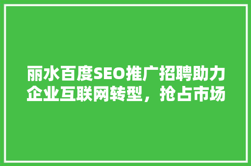 丽水百度SEO推广招聘助力企业互联网转型，抢占市场先机