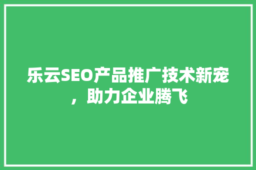 乐云SEO产品推广技术新宠，助力企业腾飞