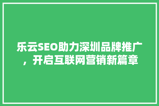 乐云SEO助力深圳品牌推广，开启互联网营销新篇章  第1张