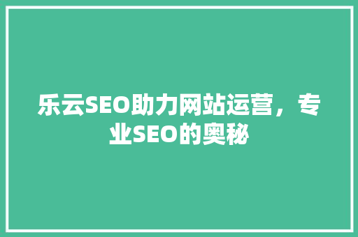乐云SEO助力网站运营，专业SEO的奥秘