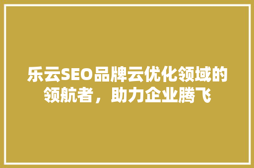 乐云SEO品牌云优化领域的领航者，助力企业腾飞