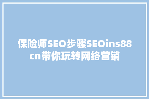 保险师SEO步骤SEOins88cn带你玩转网络营销