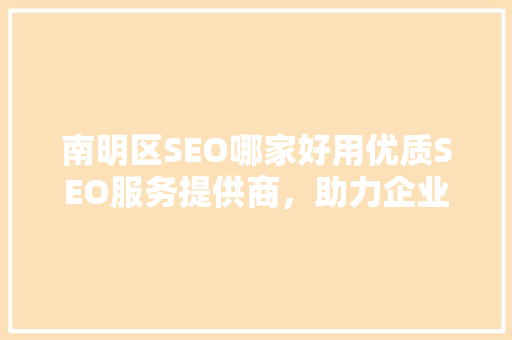 南明区SEO哪家好用优质SEO服务提供商，助力企业腾飞