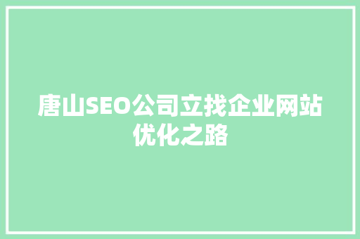 唐山SEO公司立找企业网站优化之路