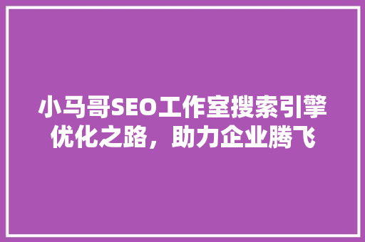 小马哥SEO工作室搜索引擎优化之路，助力企业腾飞