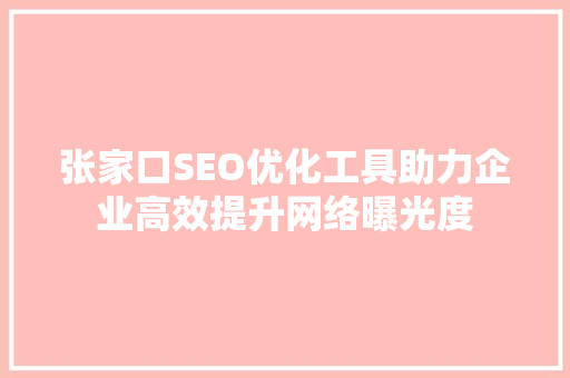 张家口SEO优化工具助力企业高效提升网络曝光度