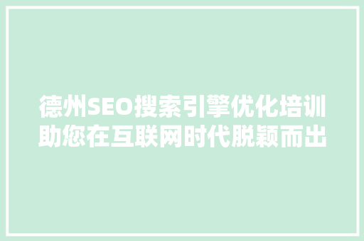 德州SEO搜索引擎优化培训助您在互联网时代脱颖而出