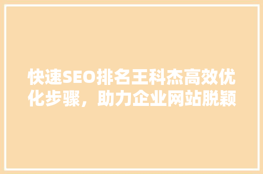 快速SEO排名王科杰高效优化步骤，助力企业网站脱颖而出
