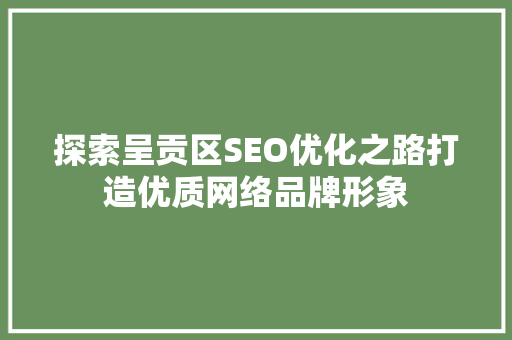 探索呈贡区SEO优化之路打造优质网络品牌形象