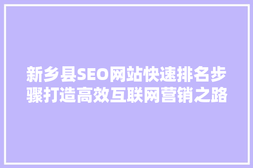 新乡县SEO网站快速排名步骤打造高效互联网营销之路