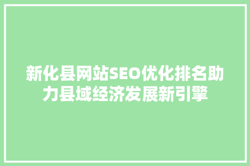 新化县网站SEO优化排名助力县域经济发展新引擎